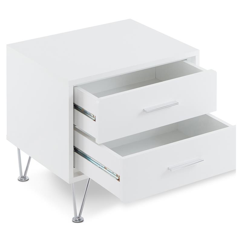 ACME Deoss Wooden Rectangular 2-Drawer Nightstand with 