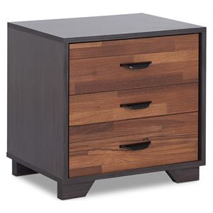 ACME Eloy Wooden Nightstand with 3 Storage Drawers in Walnut and Espresso