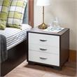 ACME Eloy Wooden Nightstand with 3 Drawers and Wooden Frame in White and Black