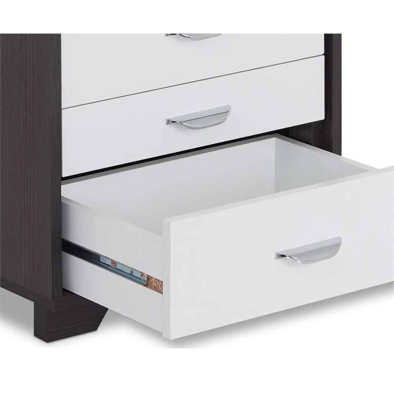 ACME Eloy Wooden Nightstand with 3 Drawers and Wooden Frame in White and Black