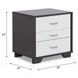 ACME Eloy Wooden Nightstand with 3 Drawers and Wooden Frame in White and Black