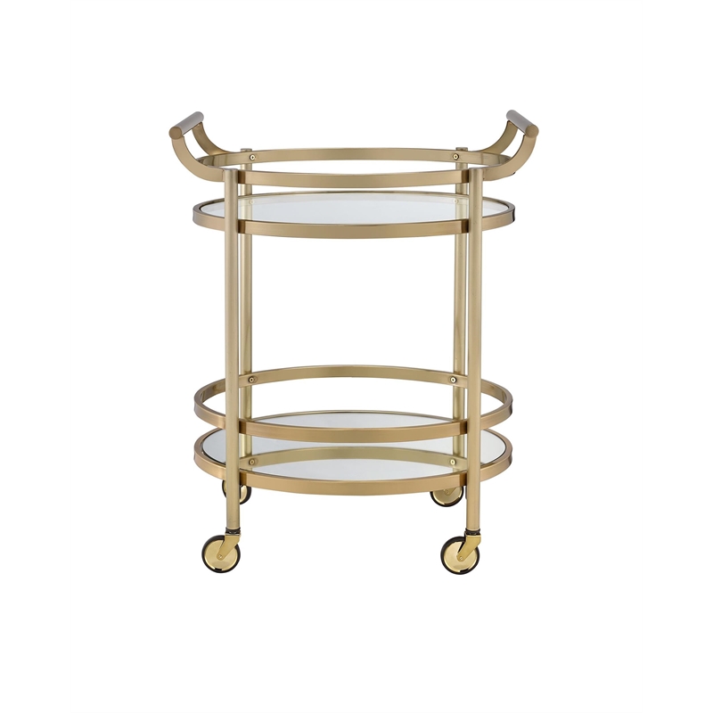 ACME Lakelyn Serving Cart in Clear Glass and Black Nickel