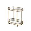 ACME Lacole Metal Frame Serving Cart with Bottom Shelf in Gold and Mirrored