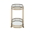ACME Lacole Metal Frame Serving Cart with Bottom Shelf in Gold and Mirrored
