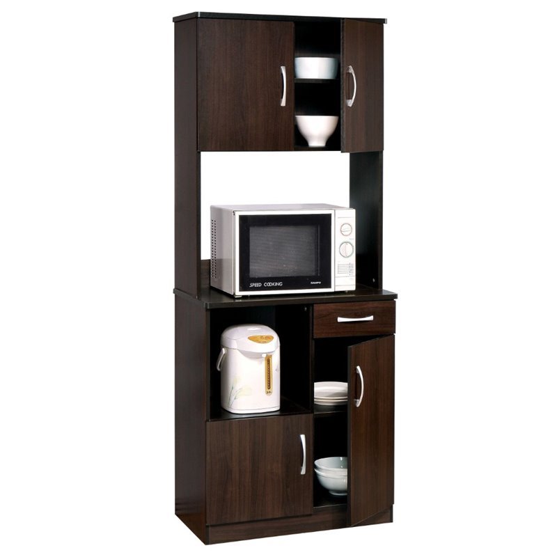 ACME Quintus 1-Drawer Wooden Microwave Kitchen Cabinet with Shelf in Espresso