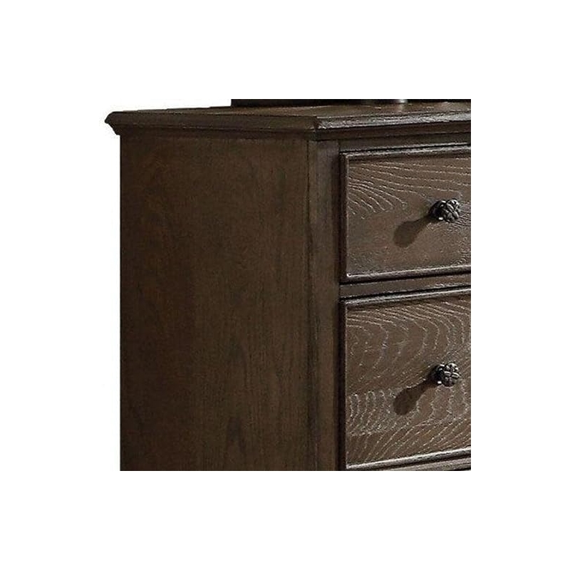 ACME Baudouin 9 Drawer Wooden Dresser in Weathered Oak