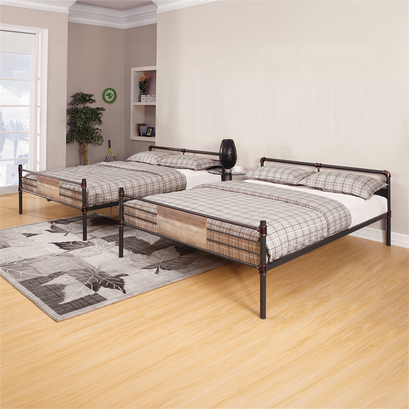 ACME Brantley Queen over Queen Metal Bunk Bed in Sandy Black