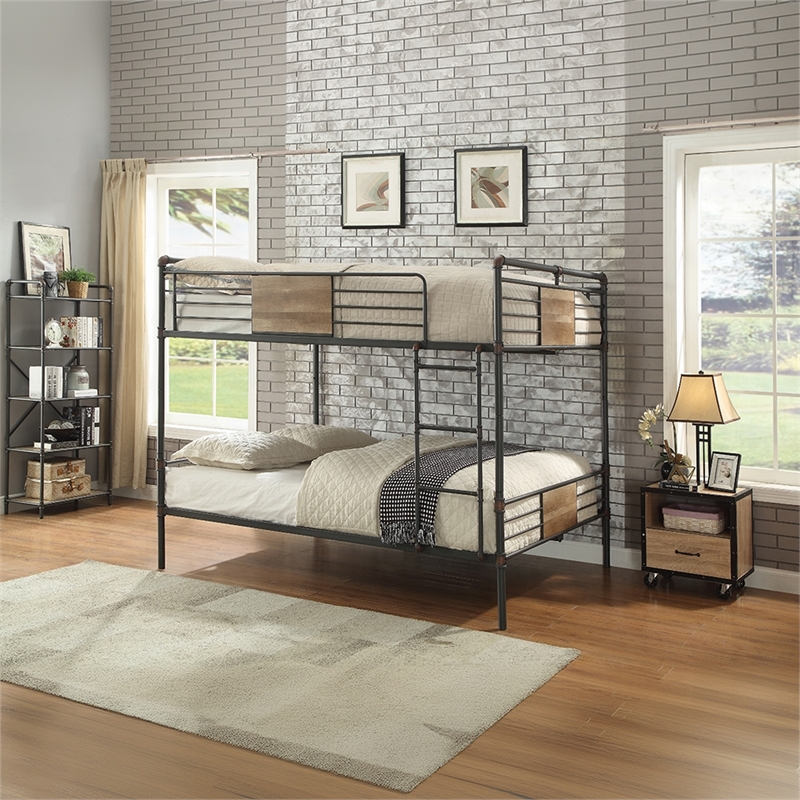ACME Brantley Queen over Queen Metal Bunk Bed in Sandy Black