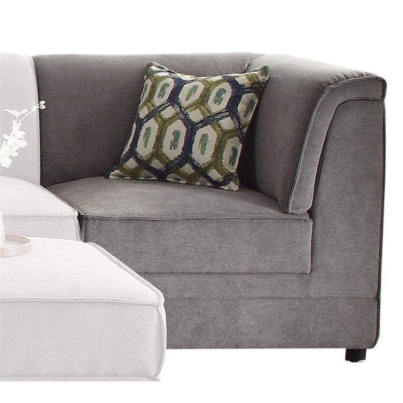 ACME Bois Velvet Upholstered Wedge with Pillow in Gray