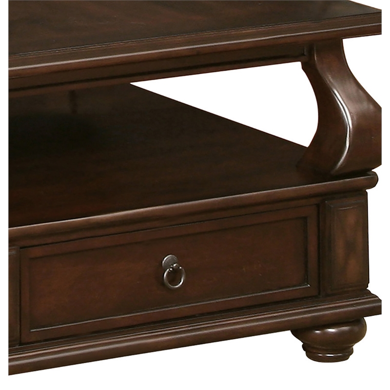 ACME Amado Rectangular 4-Drawer Wooden Coffee Table with Open Shelf in Walnut