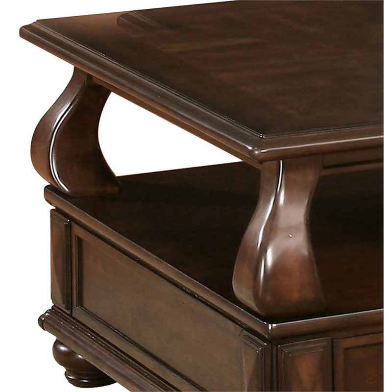 ACME Amado Rectangular 4-Drawer Wooden Coffee Table with Open Shelf in Walnut