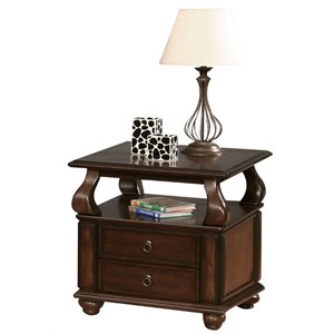 ACME Amado Rectangular 2-Drawer Wooden End Table with Open Shelf in Walnut