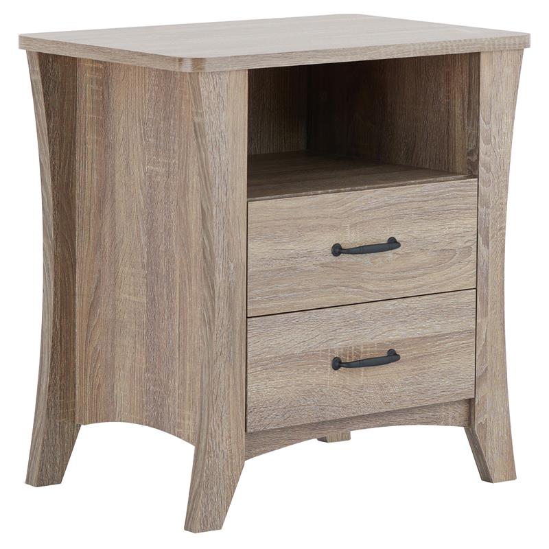 ACME Colt Wooden 2-Drawer Nightstand with Open Shelf in Rustic Natural