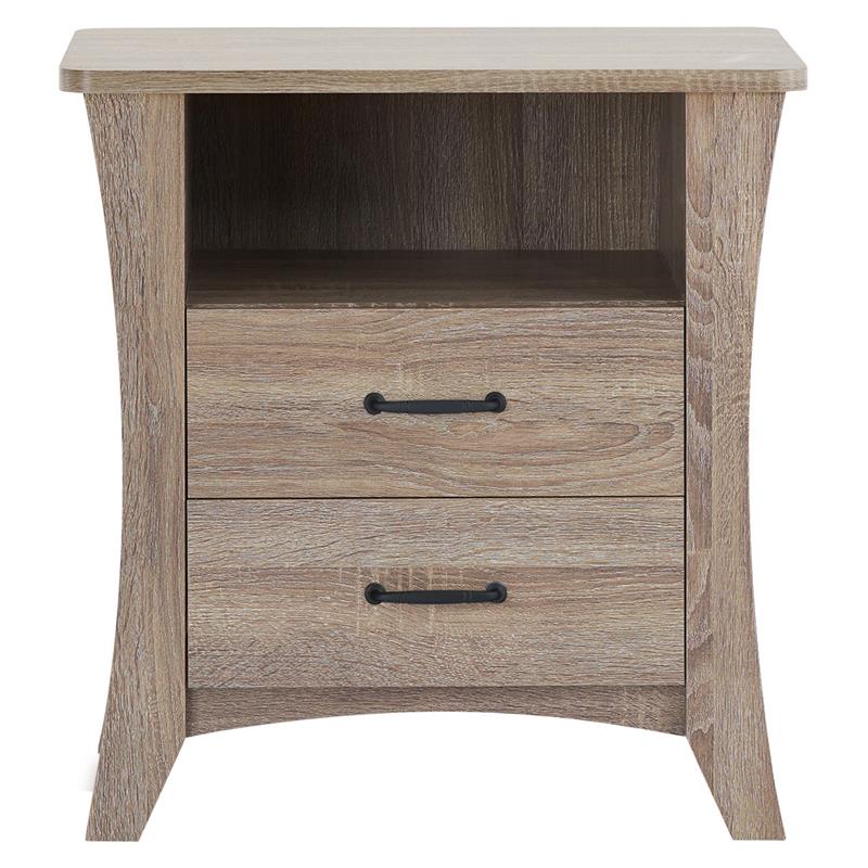 ACME Colt Wooden 2-Drawer Nightstand with Open Shelf in Rustic Natural