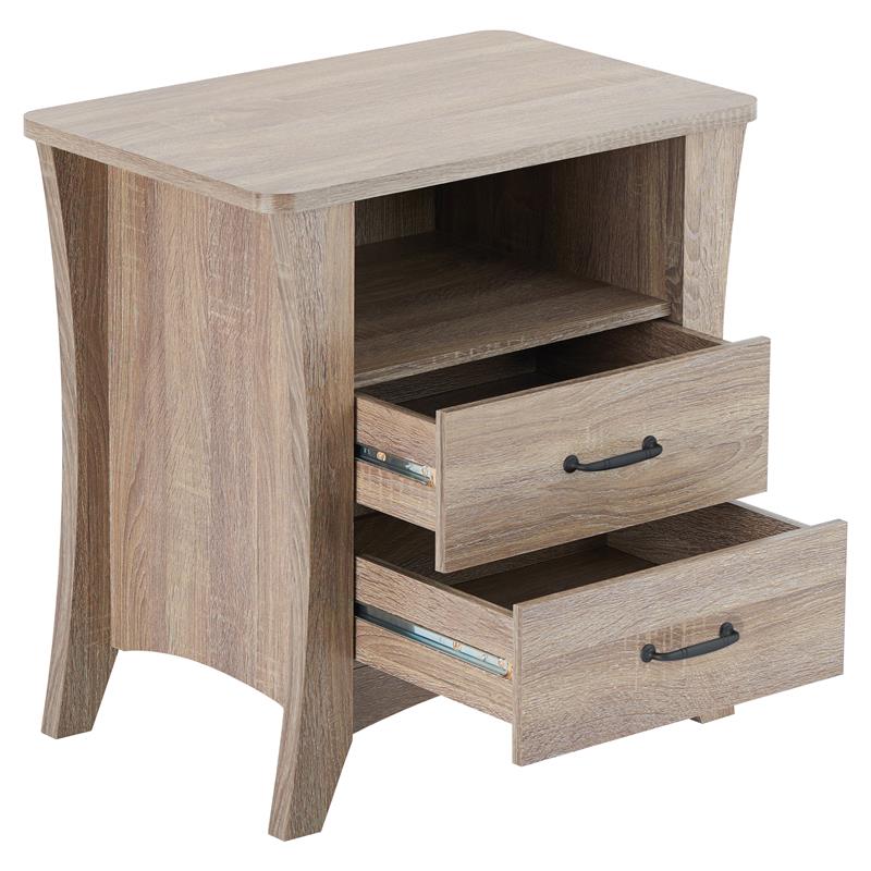 ACME Colt Wooden 2-Drawer Nightstand with Open Shelf in Rustic Natural
