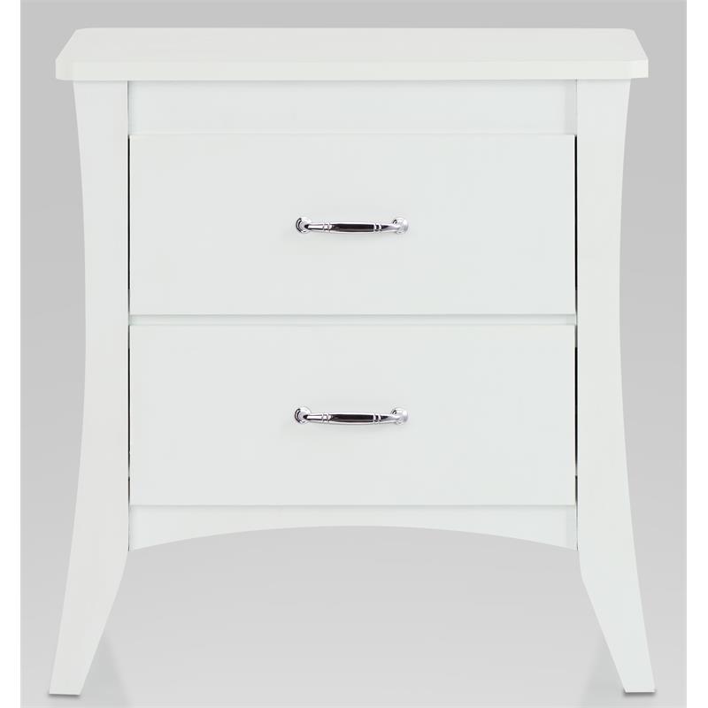ACME Babb Wooden Rectangular Nightstand with 2 Drawers and Tapered Legs in White