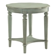 ACME Fordon Round Wooden End Table with Bottom Shelf in Antique Green