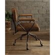ACME Hallie Leather Swivel Office Chair in Vintage Brown