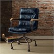 ACME Hedia Leather Swivel Office Chair in Vintage Blue