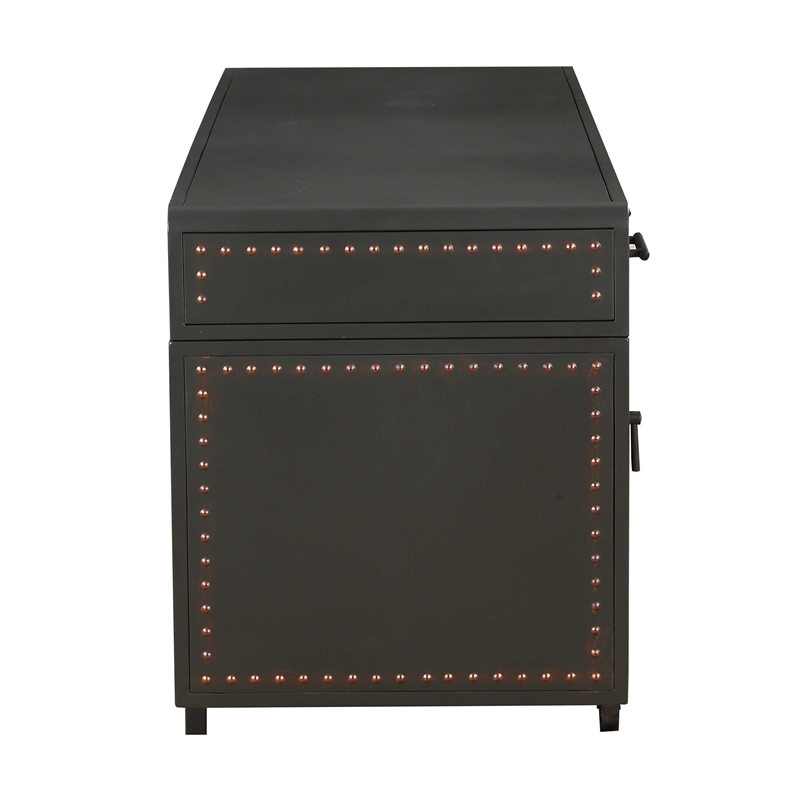 ACME Actaki 3-Drawer Wooden Executive Desk with 2 Doors in Sandy Gray