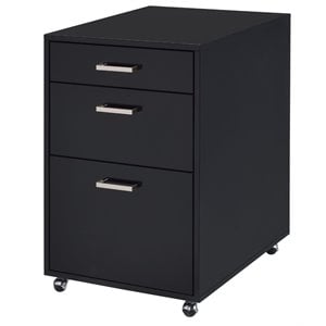 ACME Coleen Rectangular 3-Drawer Mobile File Cabinet in Glossy Black Wood