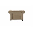 ACME Aurelia Nail-head Trim Tufted Chair with 1 Pillow in Beige Linen