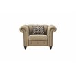 ACME Aurelia Nail-head Trim Tufted Chair with 1 Pillow in Beige Linen