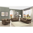 ACME Aurelia Tuxedo Linen Fabric Tufted Loveseat with Nailhead Trim in Brown