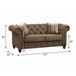 ACME Aurelia Tuxedo Linen Fabric Tufted Loveseat with Nailhead Trim in Brown