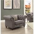 ACME Aurelia Tuxedo Tufted Arm Chair with Nailhead Trim in Brown Fabric