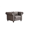 ACME Aurelia Tuxedo Tufted Arm Chair with Nailhead Trim in Brown Fabric