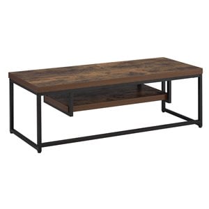 ACME Bob Rectangular Wooden TV Stand with Shelf in Weathered Oak and Black
