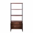 ACME Sara 3 Shelf Wooden Bookcase with 2 Doors in Walnut and Sandy Black