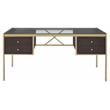 ACME Yumia Glass Rectangle Top 4-Drawer Writing Desk in Gold and Clear Glass