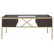 ACME Yumia Glass Rectangle Top 4-Drawer Writing Desk in Gold and Clear Glass