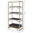 ACME Yumia Wooden Tiers Etagere Bookshelf in Gold and Clear Glass