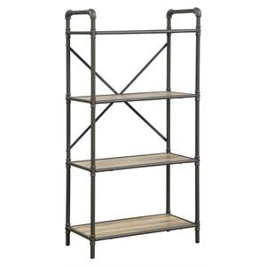 ACME Itzel 4 Wooden Tiers Rectangular Bookshelf in Antique Oak and Sandy Gray