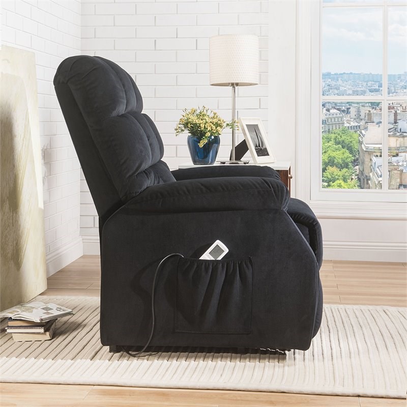 ACME Ipompea Velvet Tufted Recliner in Black