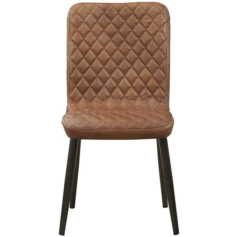 ACME Millerton Leather Dining Side Chair in Chocolate (Set of 2)