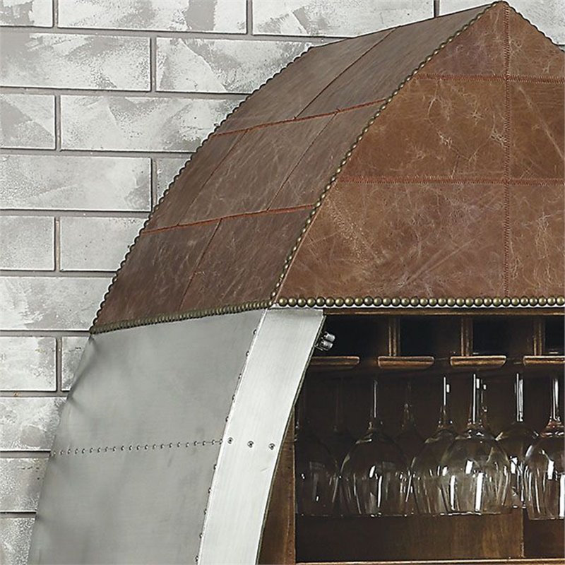 ACME Brancaster Wine Cooler Cabinet in Retro Brown and Aluminum