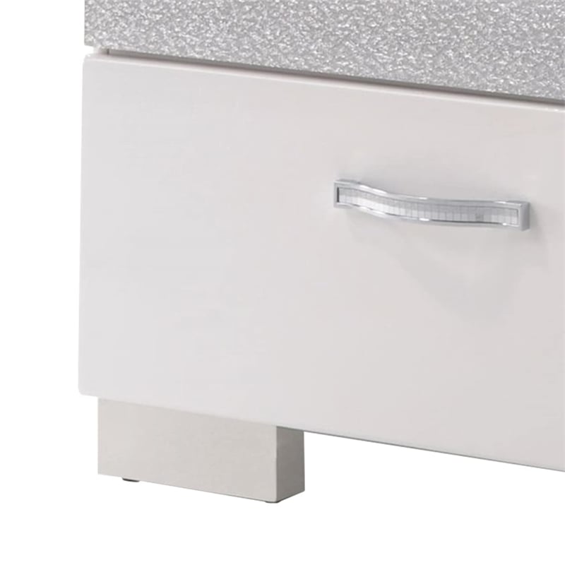ACME Naima II Wood and Metal 2-Drawers Bedroom Nightstand in White