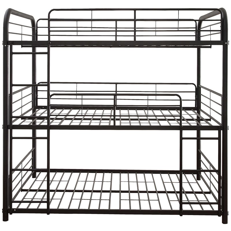 ACME Cairo Metal Frame Full Triple Bunk Bed in Sandy Black