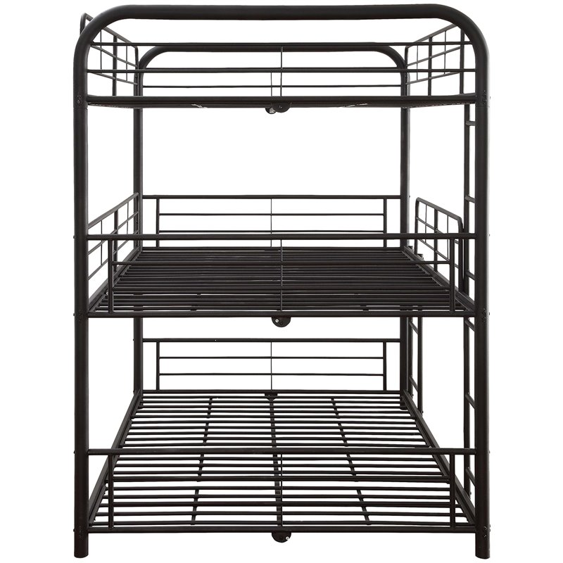 ACME Cairo Metal Frame Full Triple Bunk Bed in Sandy Black