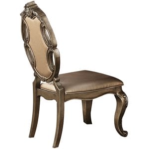 ACME Ragenardus Faux Leather Dining Side Chair in Champagne Oak Set of 2