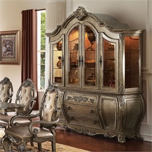 ACME Ragenardus China Cabinet with Light Touch in Vintage Oak