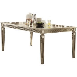 ACME Kacela Rectangular Wood Extendable Dining Table in Champagne and Mirrored