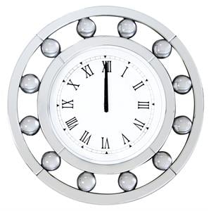 ACME Boffa Round Wall Clock with Circular Floating Crystal in Mirrored