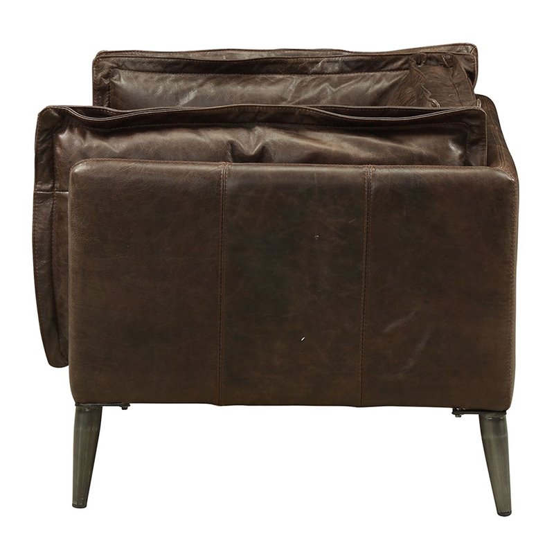 ACME Porchester Leather Accent Chair in Distress Chocolate