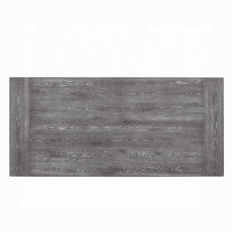 ACME Leventis Rectangular Wood Top Trestle Dining Table in Weathered Gray