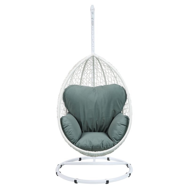 ACME Simona Patio Swing Chair in Green and White